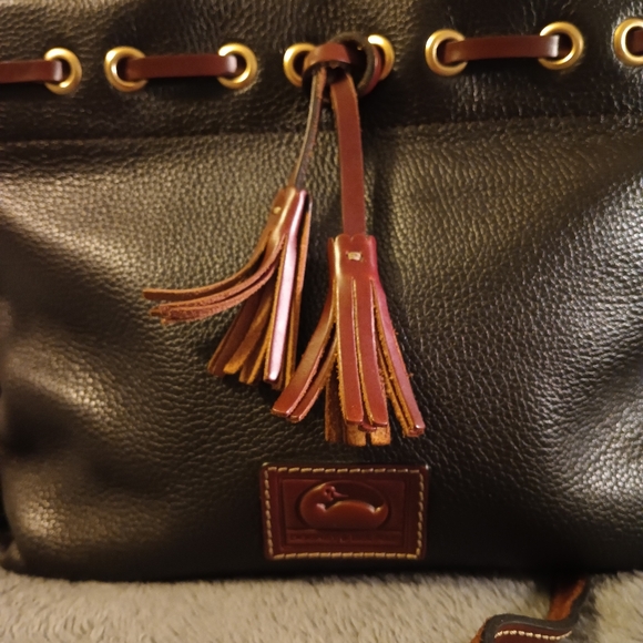 Dooney & Bourke Black With Brown Leather Bag - Picture 7 of 12